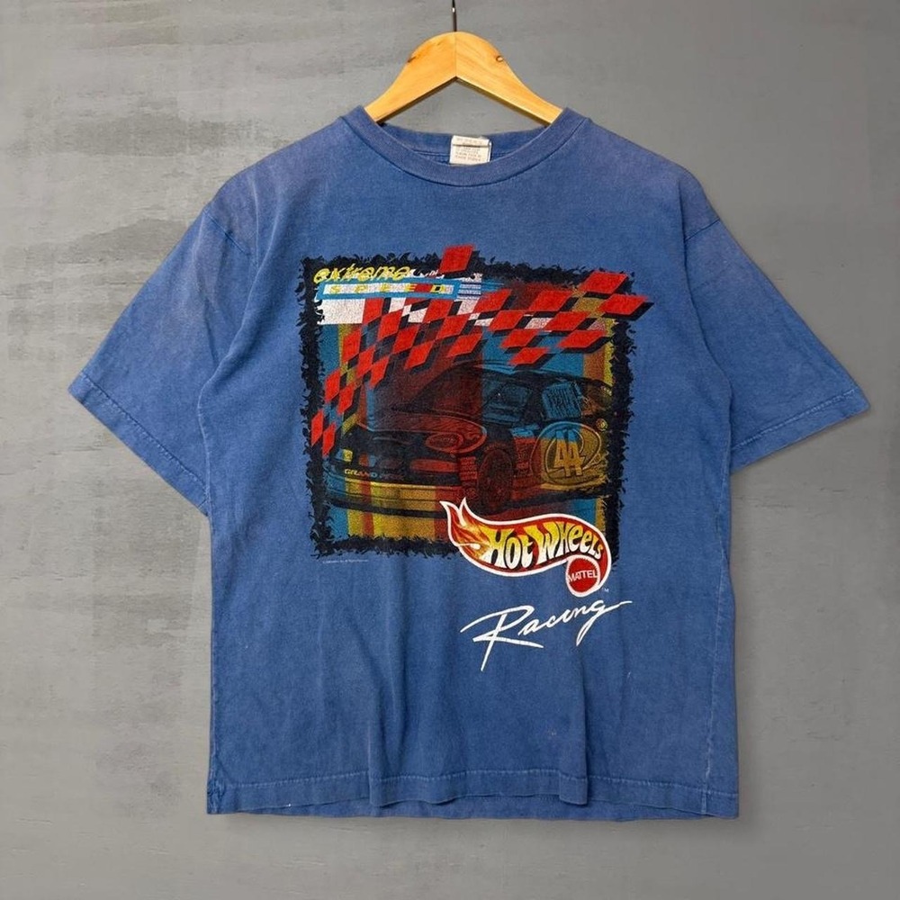 Hot Wheels Racing T-Shirt‎ Blue Vintage 1998 Graphic Mattel XL